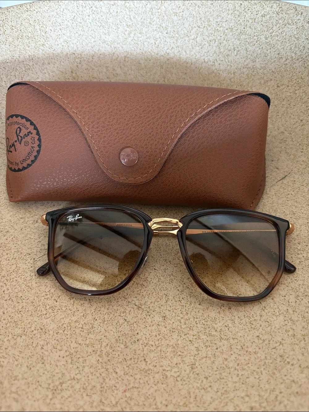 Ray-Ban Tortoise Frame Sunglasses with Gold Bridge